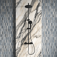 [BSTK495E] Bar Valve & Rigid Riser Shower Kit, Round 32 - Choice of Finish - Silo