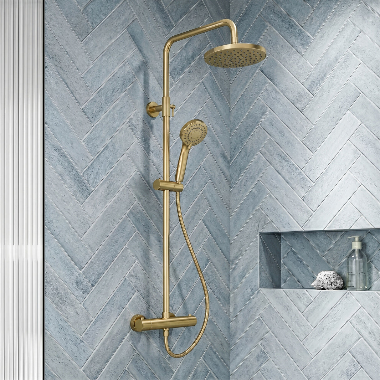 [BSTK875] Consall Round Thermostatic Shower Kit with Fixed Head & Adjustable Handset - Multiple Colours Available - Silo