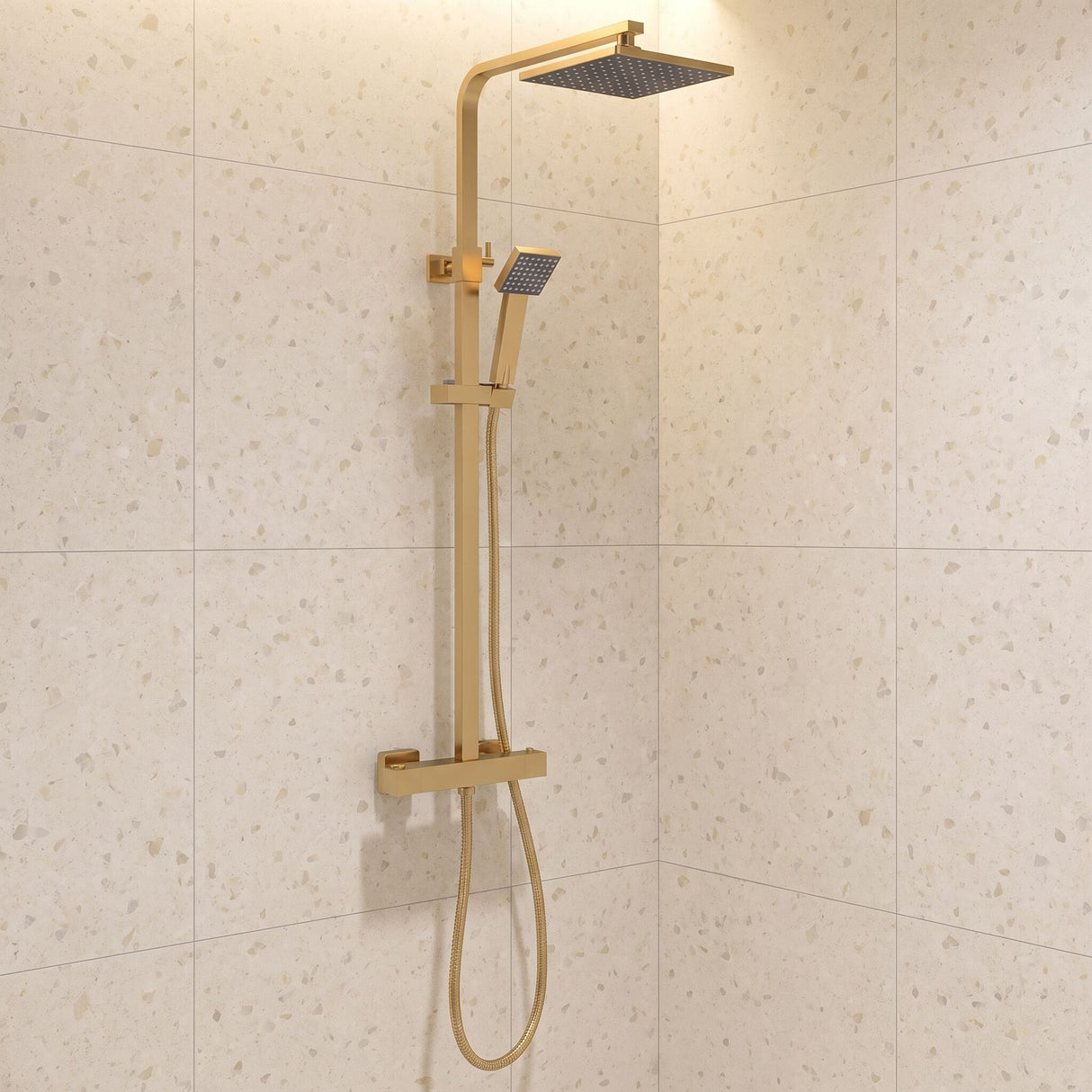 [BSTK886] Swinscoe Square Thermostatic Shower Kit with Fixed Head & Adjustable Handset - Multiple Colours Available - Lifestyle 1