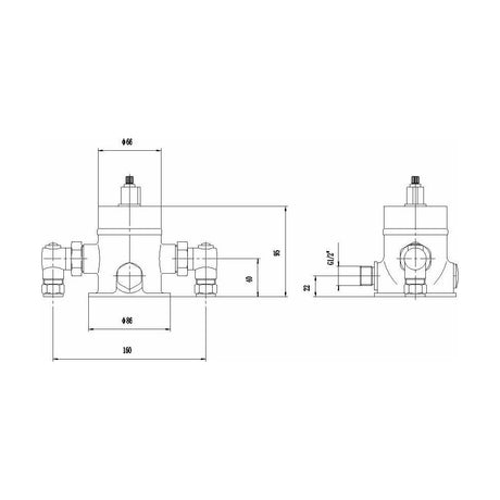[BSTMVELB] Isolation Elbows For Sequential Valves - Chrome - Technical Drawing