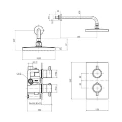 [BSTSS008K] Curc Conc Thermo Shower Set BLK - Technical Drawing
