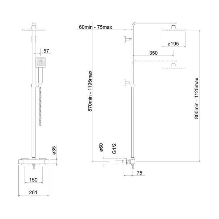 [BSTSS099] Zacha Square Expo Adj Thermo Shower BG - Technical Drawing