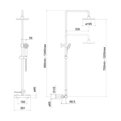 [BSTSS110] Harik 2 Rnd Expo Adj Therm ShowerSet BLK - Technical Drawing