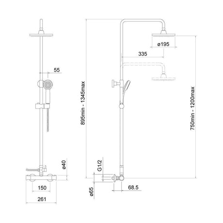 [BSTSS111] Harik 2 Round Expo Adj Thermo Shower BG - Technical Drawing