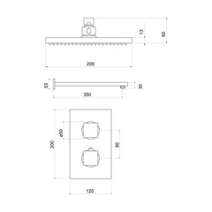 [BSTSS202] Bojac Conc Thermo Shower Set BLK - Technical Drawing