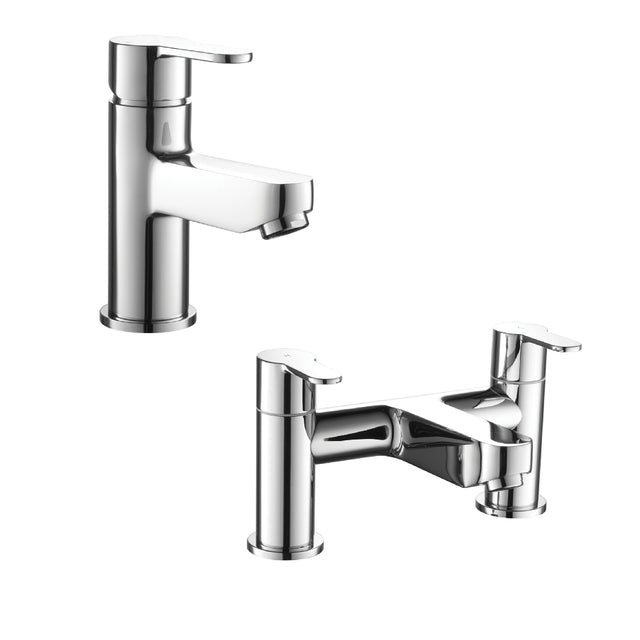 [BT900204] Round Single Lever Mono Basin Mixer Tap and Bath Filler Tap - Chrome - Cutout