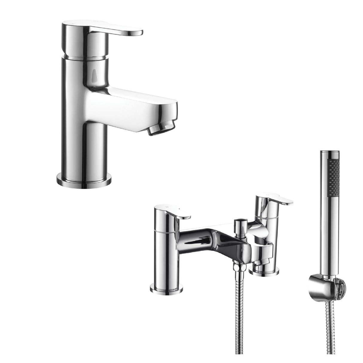 [BT900205] Round Single Lever Mono Basin Mixer Tap and Bath Shower Mixer Tap - Chrome - Cutout