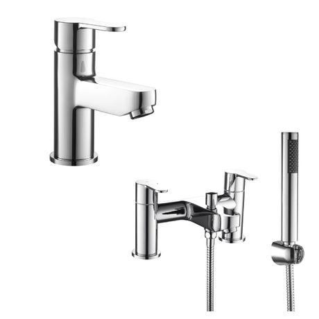[BT900205] Round Single Lever Mono Basin Mixer Tap and Bath Shower Mixer Tap - Chrome - Cutout