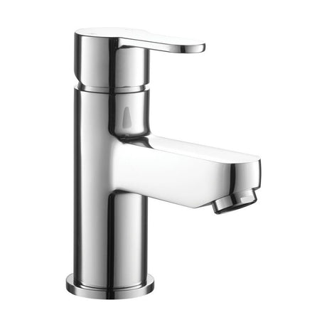 [BT9002] Modern Bathroom Round Mono Basin Mixer Tap with Waste - Chrome - Cutout