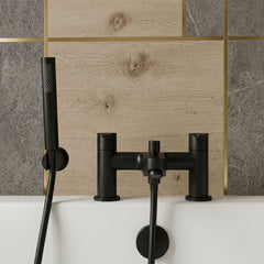 [BT9005BL] Modern Bathroom Round Deck Mounted Bath Shower Mixer Tap with Kit - Choice of Colour - Silo