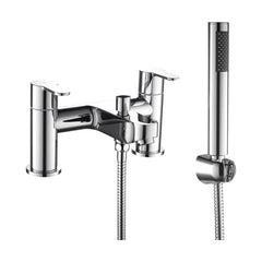 [BT9005] Modern Bathroom Round Deck Mounted Bath Shower Mixer Tap with Kit - Choice of Colour - Cutout