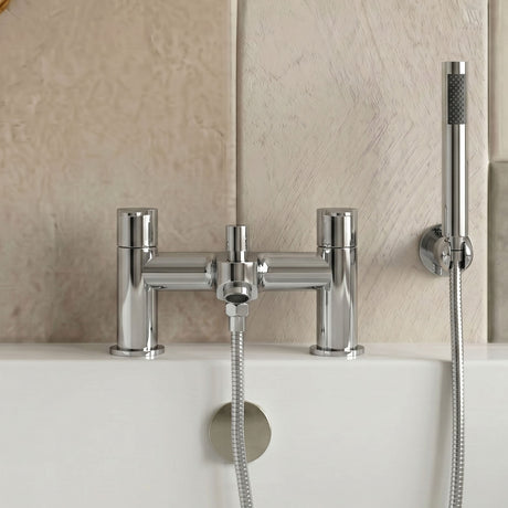 [BT9005] Modern Bathroom Round Deck Mounted Bath Shower Mixer Tap with Kit - Choice of Colour - Silo