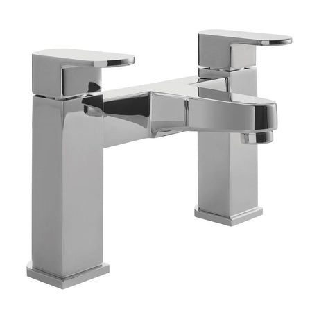 [BT9020] Modern Bathroom Soft Square Deck Mounted Bath Filler Tap - Chrome - Cutout