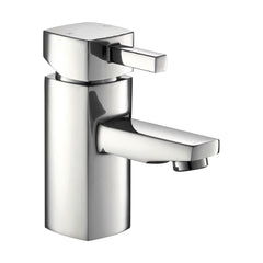 [BT9098] Contemporary Bathroom Square Mono Basin Mixer Tap with Waste - Chrome - Cutout