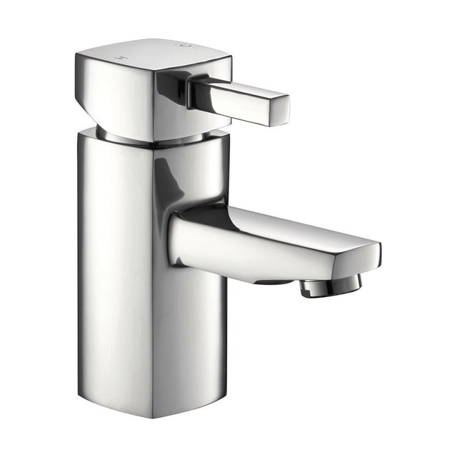 [BT9098] Contemporary Bathroom Square Mono Basin Mixer Tap with Waste - Chrome - Cutout