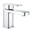 [BT9136] Modern Bathroom Soft Square Mono Basin Mixer Tap with Waste - Chrome - Cutout