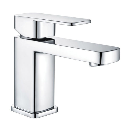 [BT9136] Modern Bathroom Soft Square Mono Basin Mixer Tap with Waste - Chrome - Cutout