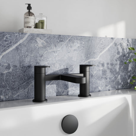 [BTA403] Balterley Cascade Round Deck Mounted Bath Filler Tap - Matt Black - Lifestyle 1