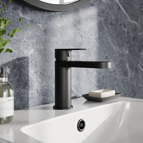 [BTA405] Balterley Cascade Round Mono Basin Mixer Tap & Push Button Waste - Matt Black - Lifestyle 1