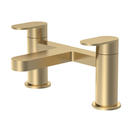 [BTA803] Balterley Cascade Round Deck Mounted Bath Filler Tap - Brushed Brass - Cutout