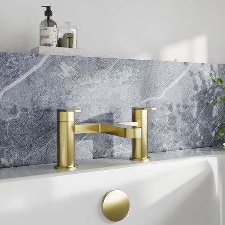 [BTA803] Balterley Cascade Round Deck Mounted Bath Filler Tap - Brushed Brass - Lifestyle 1