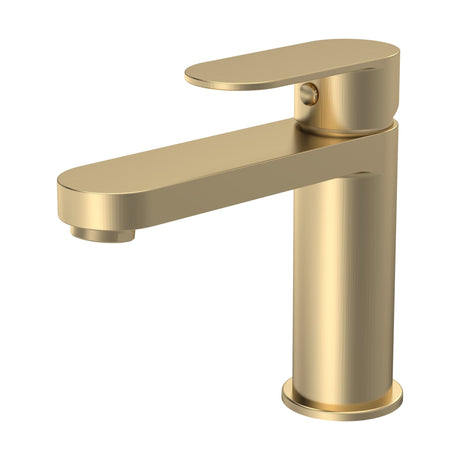 [BTA805] Balterley Cascade Round Mono Basin Mixer Tap & Push Button Waste - Brushed Brass - Cutout