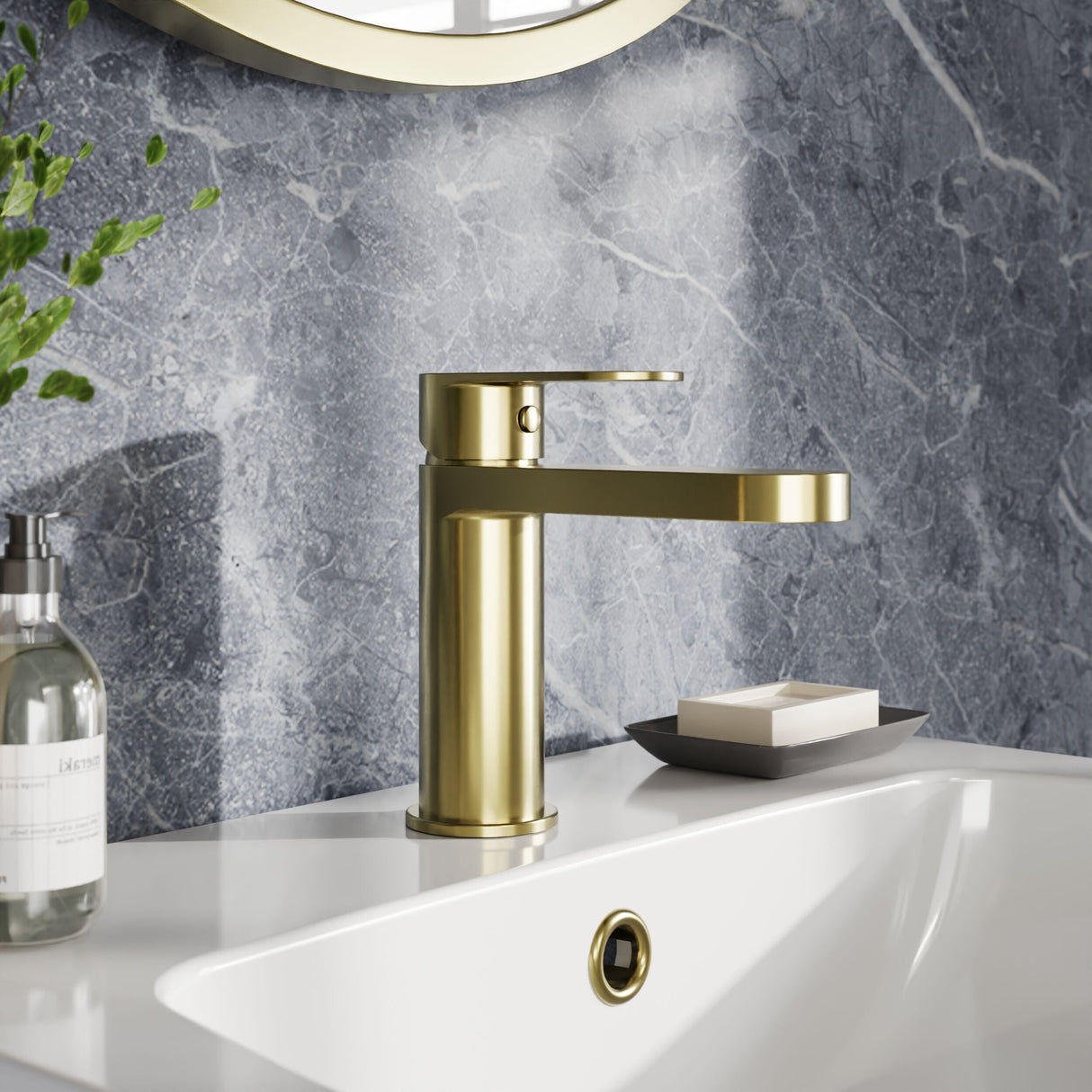 [BTA805] Tresscott Contemporary Round Mono Basin Mixer Tap with Push Button Waste - Choice of Colour