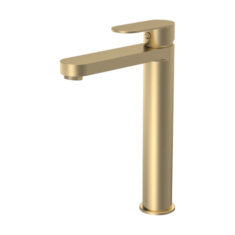 [BTA870] Balterley Cascade Round Tall Mono Basin Mixer Tap - Brushed Brass - Cutout