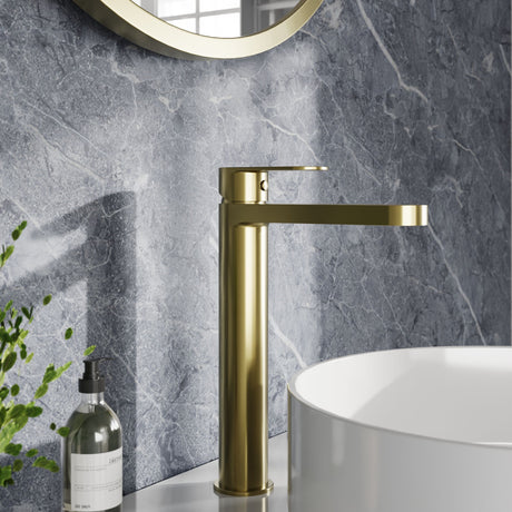 [BTA870] Balterley Cascade Round Tall Mono Basin Mixer Tap - Brushed Brass - Lifestyle 1