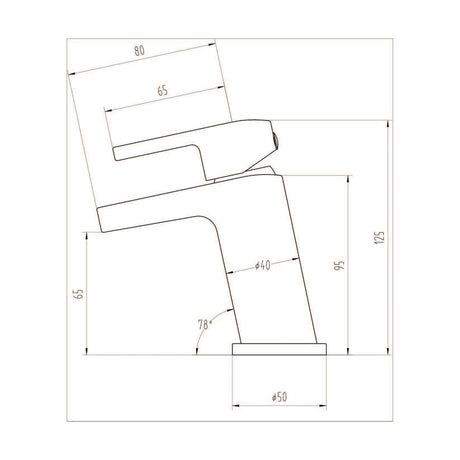 [BTAR355] Modern Single Lever Mono Basin Mixer Bathroom Sink Tap with Push Button Waste - Chrome - Technical Drawing
