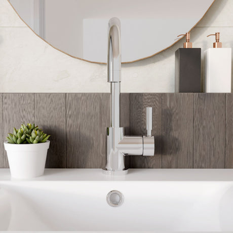 [BTAR380] Contemporary Arch Round Tall Lever Mono Basin Mixer Tap (Waste Included) - Chrome - Balterley - Lifestyle 1