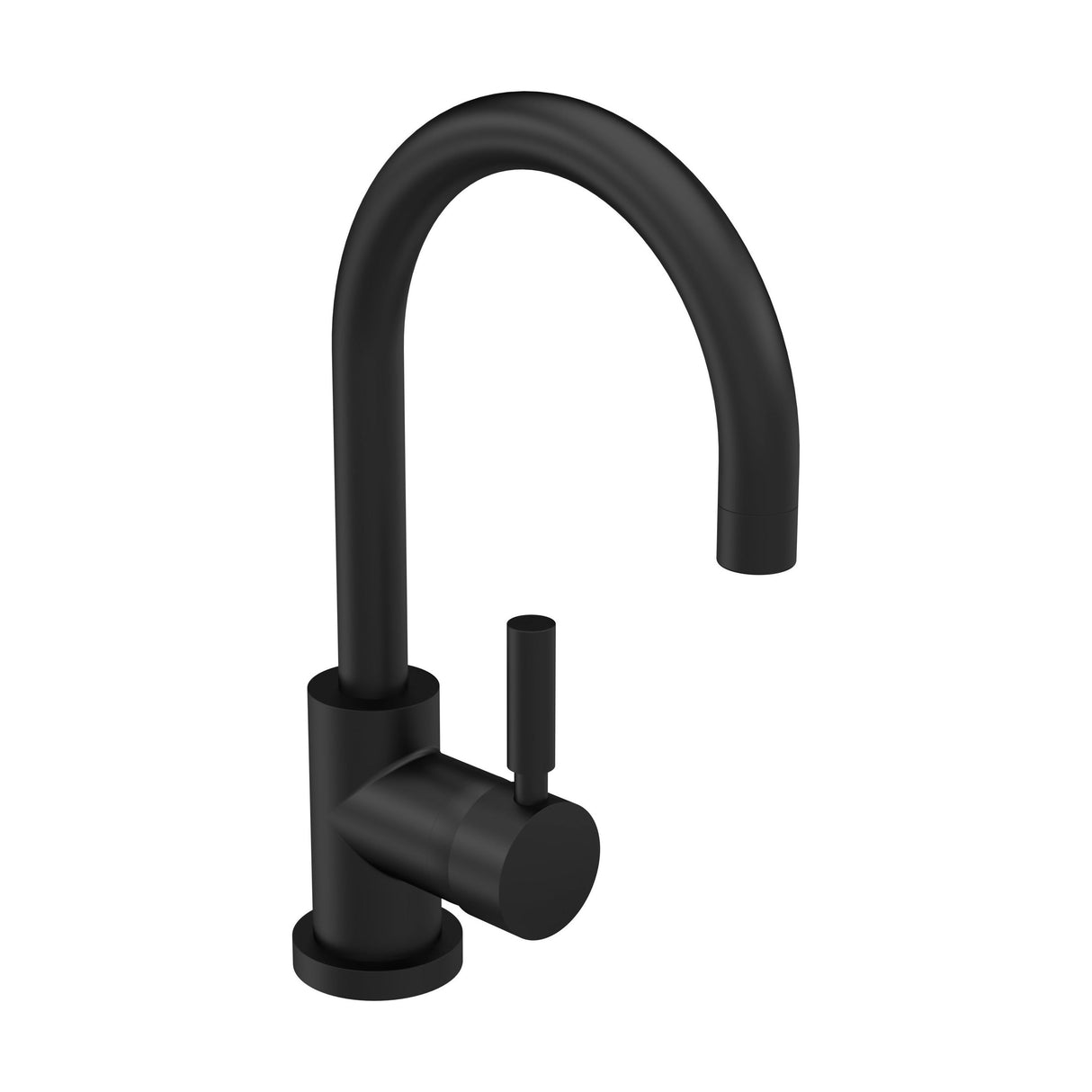 [BTAR480] Contemporary Arch Round Tall Lever Mono Basin Mixer Tap (Waste Included) - Matt Black - Balterley - Cutout