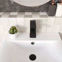 [BTAR480] Contemporary Arch Round Tall Lever Mono Basin Mixer Tap (Waste Included) - Matt Black - Balterley - Lifestyle 2