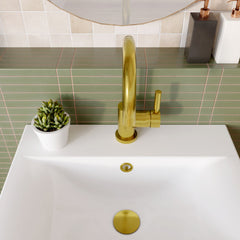 [BTAR880] Contemporary Arch Round Tall Lever Mono Basin Mixer Tap (Waste Included) - Brushed Brass - Balterley - Lifestyle 2