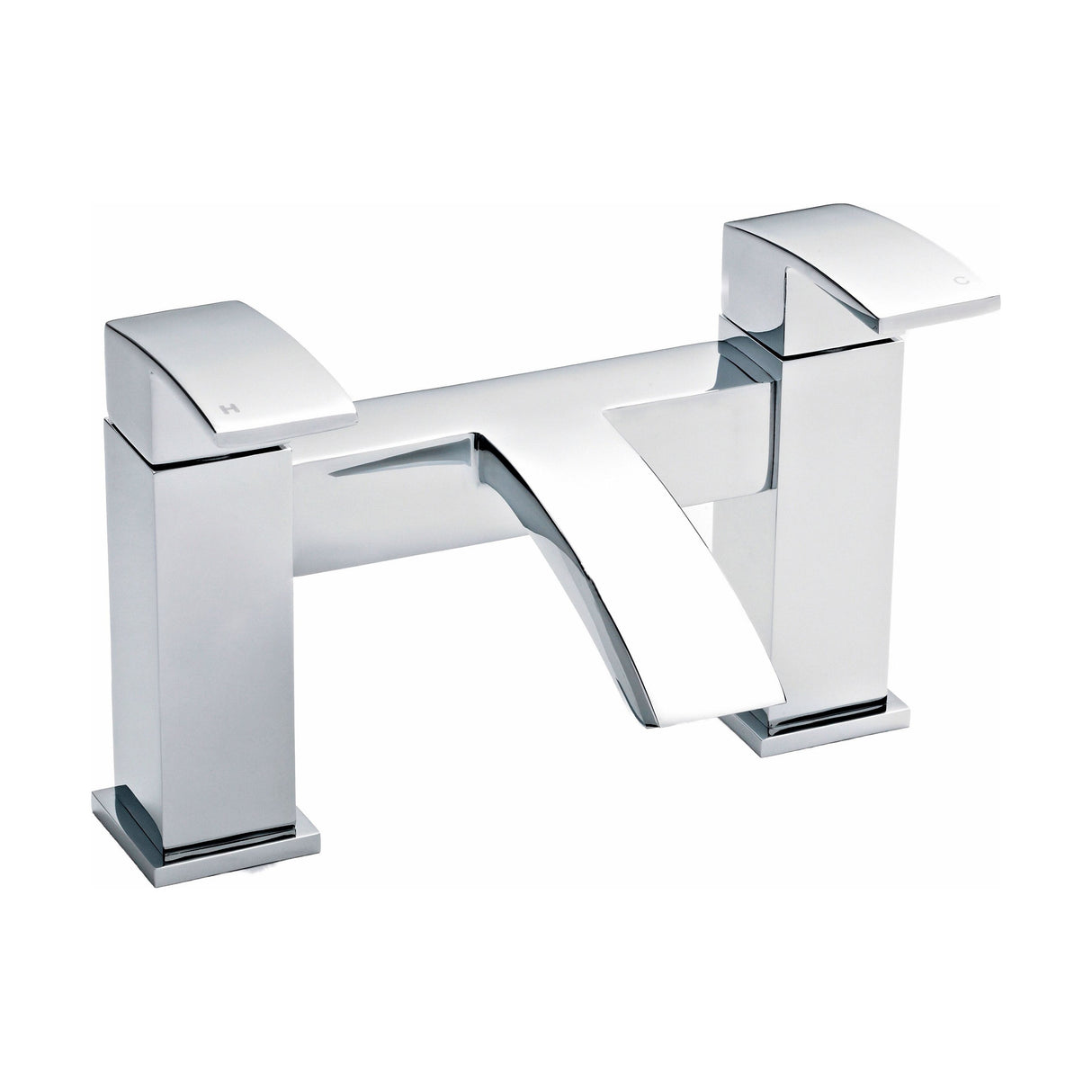 [BTAS303] Balterley Contemporary Soft Square Dual Lever Deck Mounted Bath Filler Tap with Ceramic Disc Technology, 229 x 127 x 138mm, Chrome - Cutout