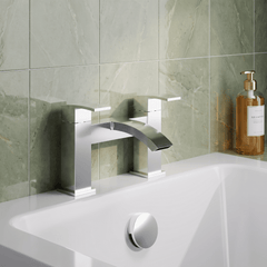 [BTAS303] Balterley Contemporary Soft Square Dual Lever Deck Mounted Bath Filler Tap with Ceramic Disc Technology, 229 x 127 x 138mm, Chrome - Lifestyle 1