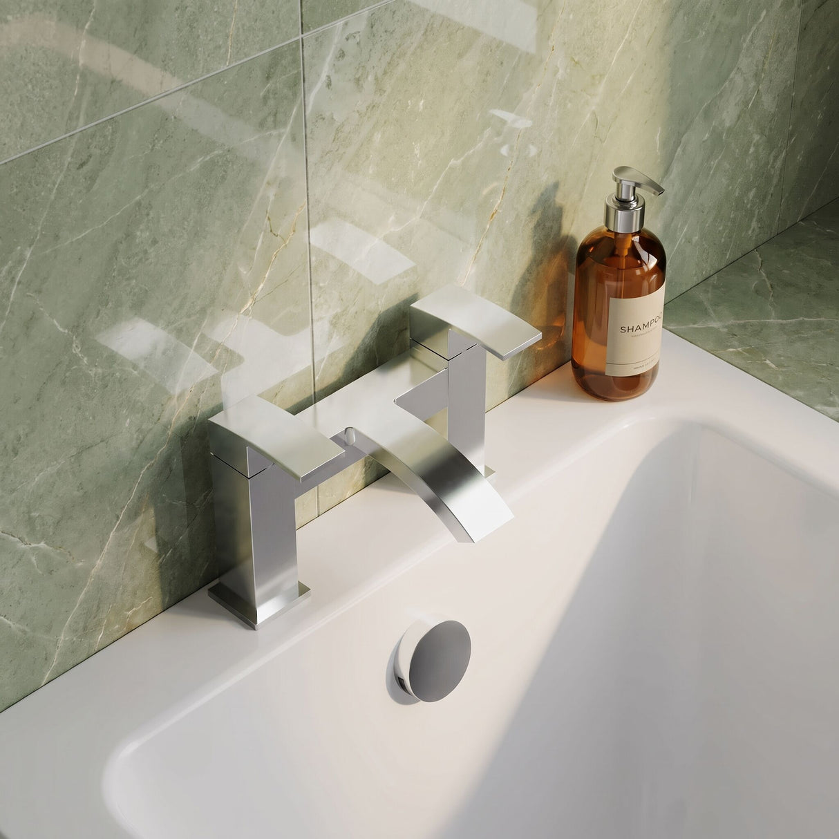 [BTAS303] Balterley Contemporary Soft Square Dual Lever Deck Mounted Bath Filler Tap with Ceramic Disc Technology, 229 x 127 x 138mm, Chrome - Lifestyle 2