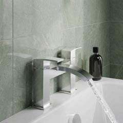 [BTAS303] Balterley Contemporary Soft Square Dual Lever Deck Mounted Bath Filler Tap with Ceramic Disc Technology, 229 x 127 x 138mm, Chrome - Lifestyle 3
