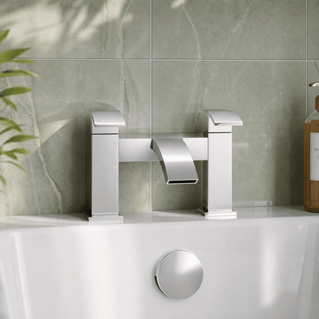 [BTAS303] Balterley Contemporary Square Dual Lever Deck Mounted Bath Filler Tap, Choice of Finish - Studio Shot