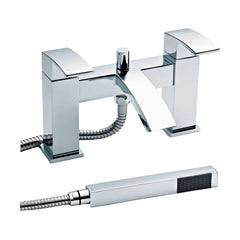 [BTAS304] Balterley Contemporary Square Dual Lever Deck Mounted Bath Shower Mixer Tap, Choice of Finish - Cutout