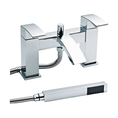 [BTAS304] Balterley Contemporary Square Dual Lever Deck Mounted Bath Shower Mixer Tap, Choice of Finish - Cutout