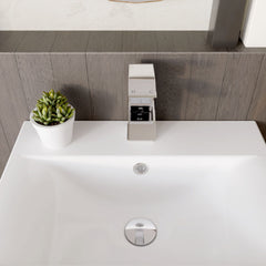 [BTAS305] Balterley Contemporary Square Single Lever Deck Mounted Mono Basin Mixer Tap with Push Button Waste, 180 x 55 x 134mm, Chrome - Lifestyle 2
