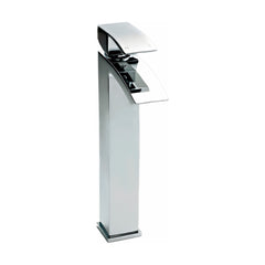 [BTAS307] Balterley Contemporary Square Tall Single Lever Deck Mounted Mono Basin Mixer Tap, High Rise Design, 307 x 52 x 139mm, Chrome - Cutout