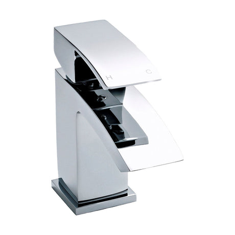 [BTAS315] Balterley Contemporary Square Single Lever Deck Mounted Mono Basin Mixer Tap with Push Button Waste, Chrome, 48 x 131 x 137mm - Cutout
