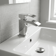 [BTAS315] Balterley Contemporary Square Single Lever Deck Mounted Mono Basin Mixer Tap with Push Button Waste, Chrome, 48 x 131 x 137mm - Silo