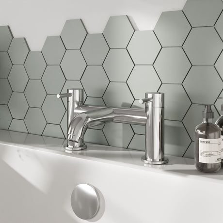 [BTB303] Round Minimalist Deck Mounted Bath Filler Tap- Chrome - Balterley - Lifestyle 1