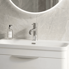 [BTB305] Cauldon Contemporary Round Mono Basin Mixer Tap & Push Button Waste, Choice of Colour - Silo