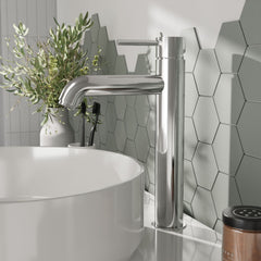 [BTB370] Round Minimalist Tall Mono Basin Mixer Tap - Chrome - Lifestyle 1