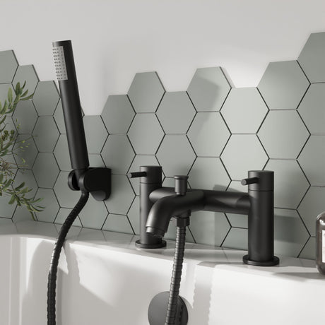 [BTB404] Round Bath Shower Mixer Tap with Shower Kit - Matt Black - Balterley - Lifestyle 1