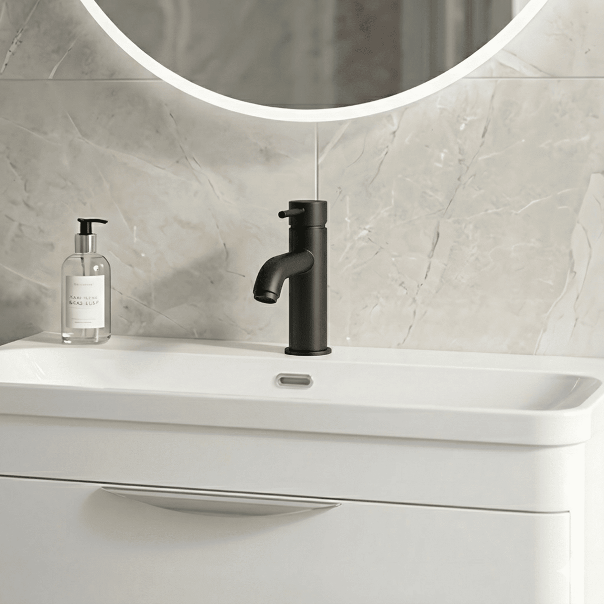 [BTB405] Cauldon Contemporary Round Mono Basin Mixer Tap & Push Button Waste, Choice of Colour - Silo